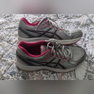 ASICS T7K8N Women’s Mesh Running ADICS Sneaker Gray/Pink/White Breathable 7.5M